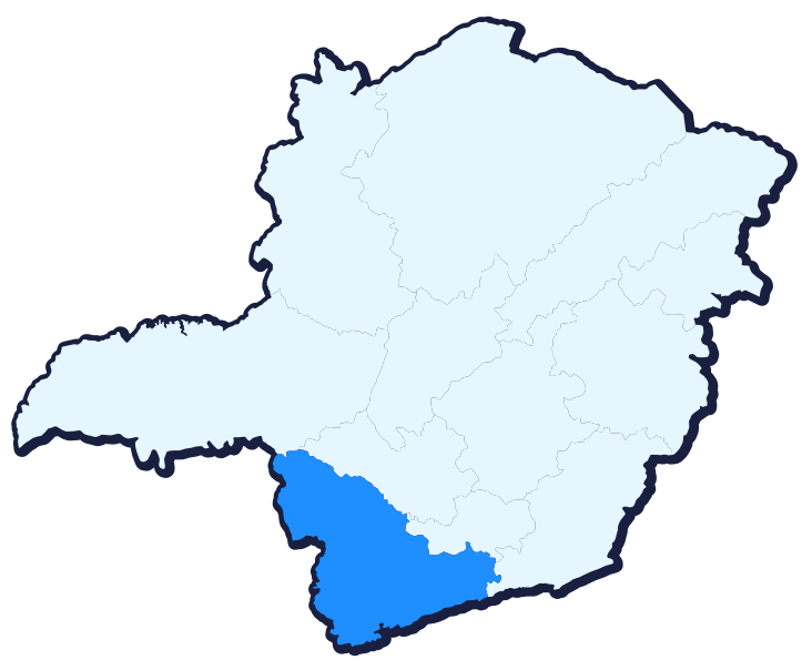 Mapa da Região Sul e Sudeste de Minas Gerais